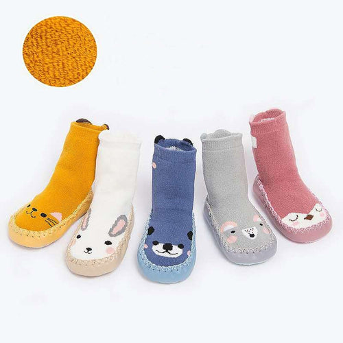 Baby Shoes Children Infant Cartoon Animal Thick Warm Socks Baby Gift Kids Indoor Floor Leather Sole Non-Slip Thick Towel Bebe