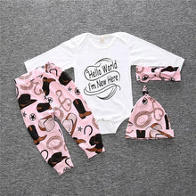 Load image into Gallery viewer, 3 pcs/set 2019 Autumn children&#39;s clothing newborn girls&#39; clothing sets cotton long-sleeved T-shirt+pants+headband clothes SY184