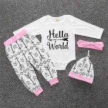 Load image into Gallery viewer, 3 pcs/set 2019 Autumn children&#39;s clothing newborn girls&#39; clothing sets cotton long-sleeved T-shirt+pants+headband clothes SY184