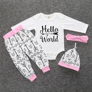 3 pcs/set 2019 Autumn children's clothing newborn girls' clothing sets cotton long-sleeved T-shirt+pants+headband clothes SY184