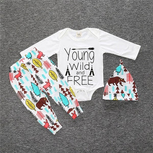 3 pcs/set 2019 Autumn children's clothing newborn girls' clothing sets cotton long-sleeved T-shirt+pants+headband clothes SY184