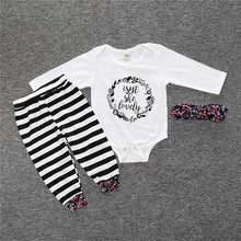 Load image into Gallery viewer, 3 pcs/set 2019 Autumn children&#39;s clothing newborn girls&#39; clothing sets cotton long-sleeved T-shirt+pants+headband clothes SY184