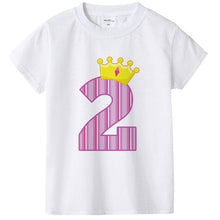 Load image into Gallery viewer, 1-8 Yrs Birthday Girls T Shirts Age Number Print Kids Girls Tee Tops Casual Baby Clothing Boys&#39; T-Shirts Summer Clothes Present