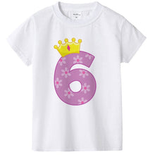 Load image into Gallery viewer, 1-8 Yrs Birthday Girls T Shirts Age Number Print Kids Girls Tee Tops Casual Baby Clothing Boys&#39; T-Shirts Summer Clothes Present