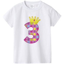 Load image into Gallery viewer, 1-8 Yrs Birthday Girls T Shirts Age Number Print Kids Girls Tee Tops Casual Baby Clothing Boys&#39; T-Shirts Summer Clothes Present