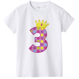 1-8 Yrs Birthday Girls T Shirts Age Number Print Kids Girls Tee Tops Casual Baby Clothing Boys' T-Shirts Summer Clothes Present