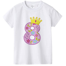 Load image into Gallery viewer, 1-8 Yrs Birthday Girls T Shirts Age Number Print Kids Girls Tee Tops Casual Baby Clothing Boys&#39; T-Shirts Summer Clothes Present