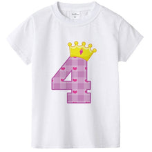 Load image into Gallery viewer, 1-8 Yrs Birthday Girls T Shirts Age Number Print Kids Girls Tee Tops Casual Baby Clothing Boys&#39; T-Shirts Summer Clothes Present