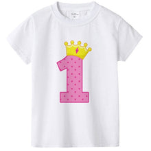 Load image into Gallery viewer, 1-8 Yrs Birthday Girls T Shirts Age Number Print Kids Girls Tee Tops Casual Baby Clothing Boys&#39; T-Shirts Summer Clothes Present