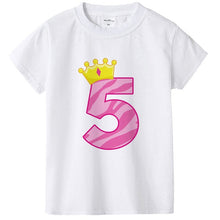 Load image into Gallery viewer, 1-8 Yrs Birthday Girls T Shirts Age Number Print Kids Girls Tee Tops Casual Baby Clothing Boys&#39; T-Shirts Summer Clothes Present