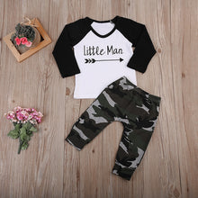 Load image into Gallery viewer, Baby Boy Clothes Sets Little Man T-Shirts Camouflage Pants 2pcs Toddle Clothing Outfit Sets Newborn Boys&#39;S Set Roupa Infantil