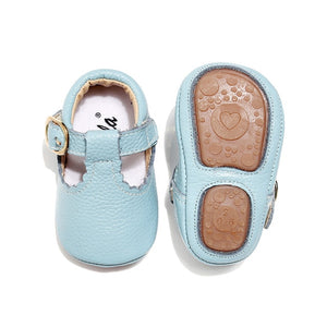 Baby Moccasins Princess Hard Sole First Walkers Toddler Girl Shoes Newborn Baby Girl Mary Jane Shoes Genuine Leather Baby T-bar