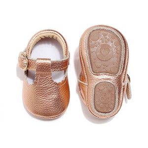 Baby Moccasins Princess Hard Sole First Walkers Toddler Girl Shoes Newborn Baby Girl Mary Jane Shoes Genuine Leather Baby T-bar