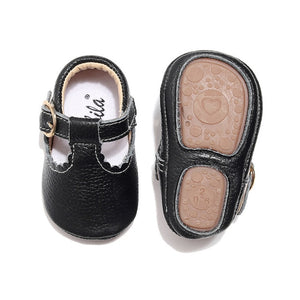 Baby Moccasins Princess Hard Sole First Walkers Toddler Girl Shoes Newborn Baby Girl Mary Jane Shoes Genuine Leather Baby T-bar