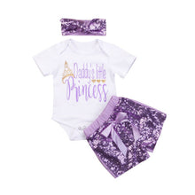 Load image into Gallery viewer, Newborn Baby Girls&#39;s Sets Fasion Baby Girl Princess Short Sleeve Bodysuits And Sequins Shorts Pants Outfits Set Baby Clothing