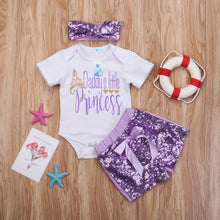 Load image into Gallery viewer, Newborn Baby Girls&#39;s Sets Fasion Baby Girl Princess Short Sleeve Bodysuits And Sequins Shorts Pants Outfits Set Baby Clothing