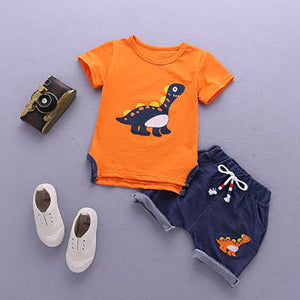 Boys' Clothing Sets Children's Suit 2019 Summer New Boys Suits Summer CottO-Neck Giraffe Children's Suit Baby Two-piece Suits