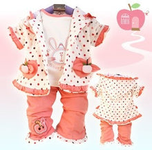 Load image into Gallery viewer, Anlencool 2019 Free shipping  Spring and Autumn 3pcs dot small apple girls&#39; suits baby clothing girl&#39;s set clothing