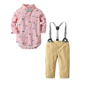 2019 Boys' Cotton Summer Clothing Long-sleeved Car Toy Turn Down Collar Shirt+Pants 2Piece Set Kids Outfits New Style Boys Wear