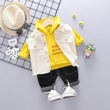 Load image into Gallery viewer, New Fall Baby Girl New Kit Boys&#39; Autumn Long Sleeve Horse Armor Vest Long Hooded Shirt Pants Children Three Piece Clothing Suit