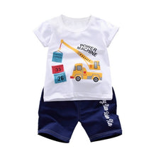 Load image into Gallery viewer, Children&#39;s Clothing Cute Cartoon Fire Truck Printing Short-Sleeved Shorts New Children&#39;s Suit Cotton