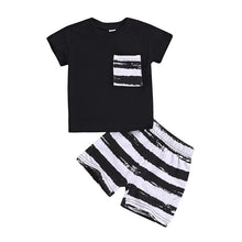 Load image into Gallery viewer, 2019 Brand New Toddler Kid Baby Boys&#39; Summer Clothes Pocket T-Shirt Tops+Short Pants Striped Casual Outfit Set Summer Clothing