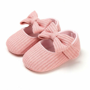 Newborn Baby Girls Shoes Pram Princess Soft Shoes with Knot-Bow  First Walkers