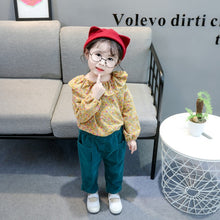 Load image into Gallery viewer, New Girls' Spring Autumn Two Piece Autumn Long Sleeve Shirt Turndown Bow Shirt Pant Trouser Kids Children Clothing Suit Gift Set