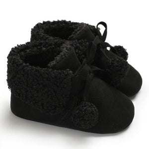 Brand Winter Fur Warm Baby Girls Boys First Walkers for Newborn Soft Sole Non-Slip Infant Cartoon Pom Pom Cotton Shoes Sneakers