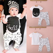 Load image into Gallery viewer, New Summer Boys&#39; Clothing 0-24 Months Baby Toddler T-shirt Pants Casual Outfits Set Baby Boss Letter Printed Boys Clothes