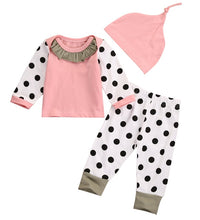 Load image into Gallery viewer, Hot Sell Baby Clothes Cute Baby Girls&#39; Clothing Set Long Sleeve Polka Dot Pants T-shirt Hat Pants Outfits Set Casual Clothes